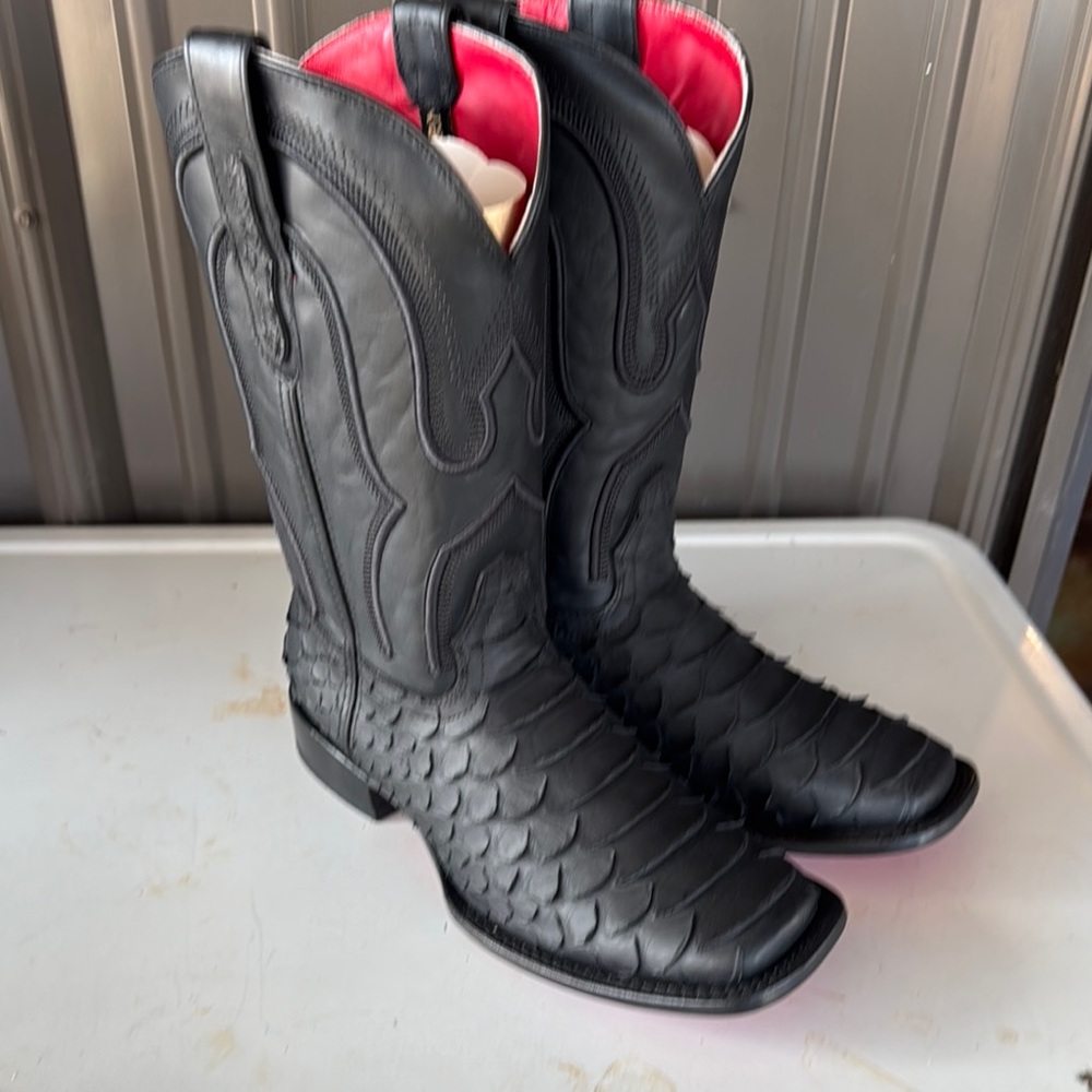 Men’s Alfa Matte Black Python Boots